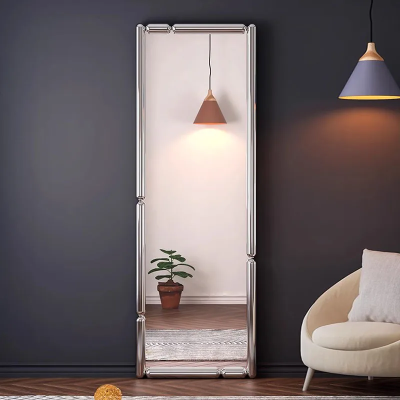 

Art Nordic Mirror Floor Standing Full Body Bedroom Mirror Korean Style Cute Funky Garden Square Spiegels Living Room Decorations