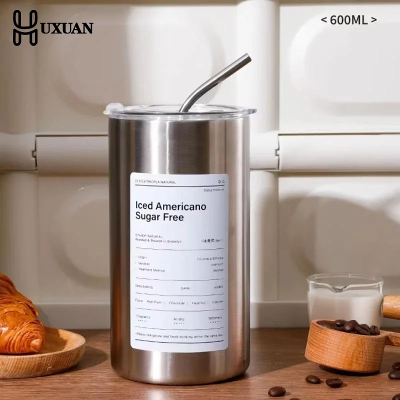 American Style Stainless Steel Insulated Coffee Mug with Portable Straw for Outdoor Adventures