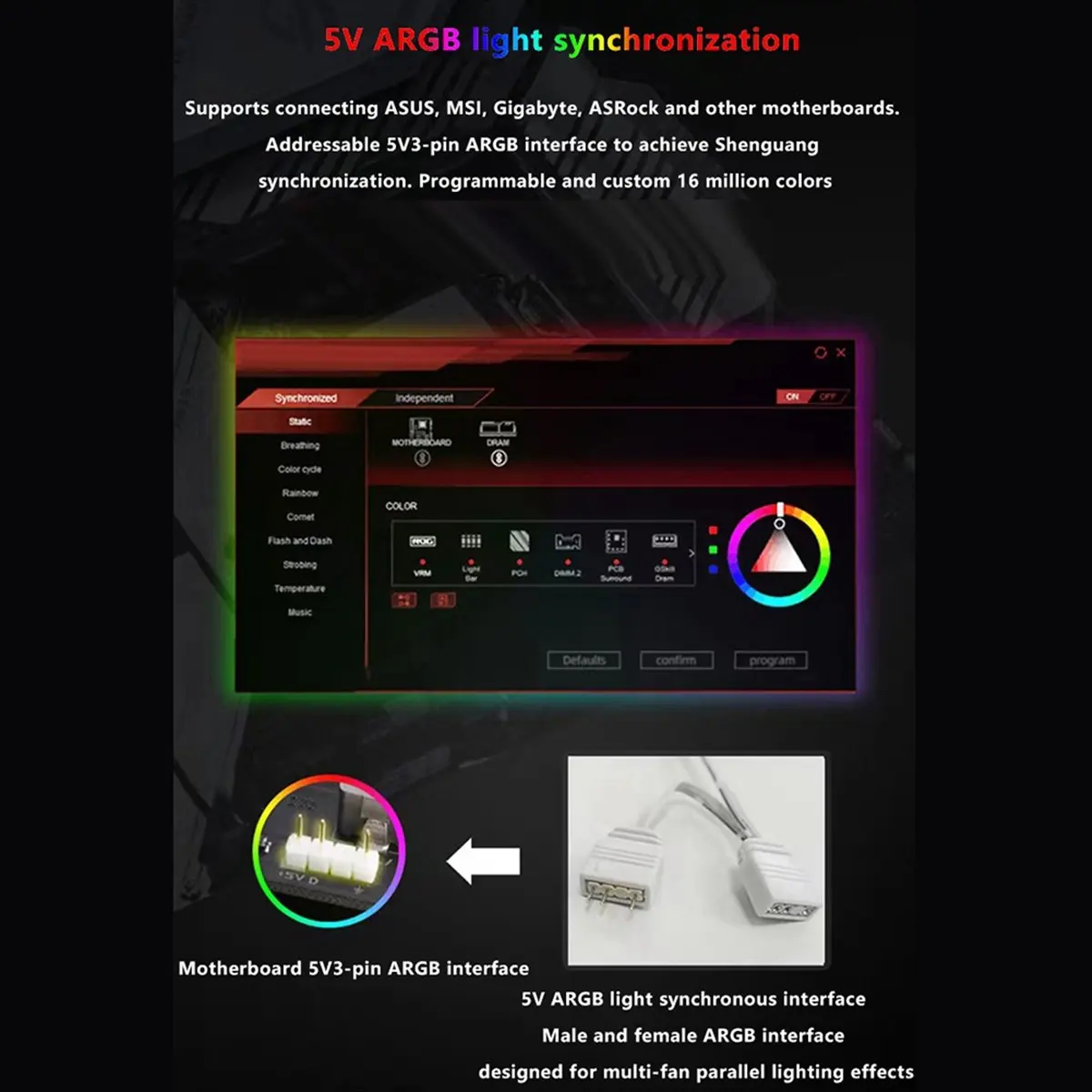 A72Z D50 ARGB Sync Heatsink Cooler 4Pin Memory Module Cooling Dual Fans ARGB Light Memory Cooling Cooler Radiator B