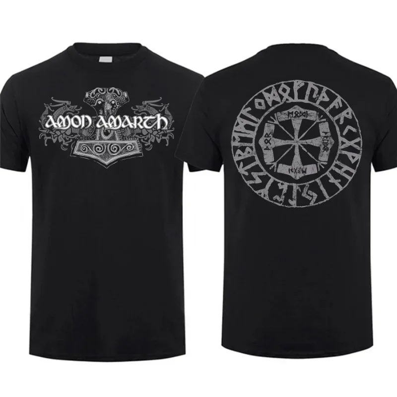 

2024 Fashion Men T Shirt Double-sided Amon Viking Horses Black By Amarth Oversized T-shirt Graphic Youth Cloth Streetwear S-3XL