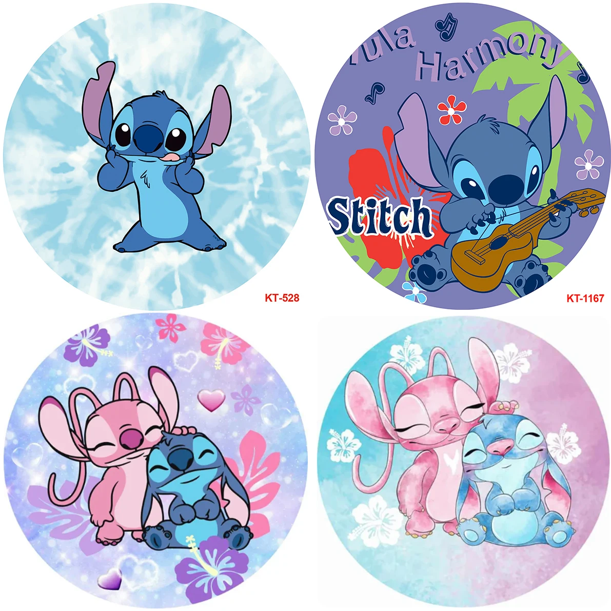 

Round Lilo & Stitch Cartoon Backdrops Photographic Circle Kids Birthday Decorations Party Backgrounds Banner Studio Baby Shower