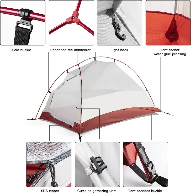 Double-decker tent for 2 people Light portable camping tent Aluminum pole tent for sale