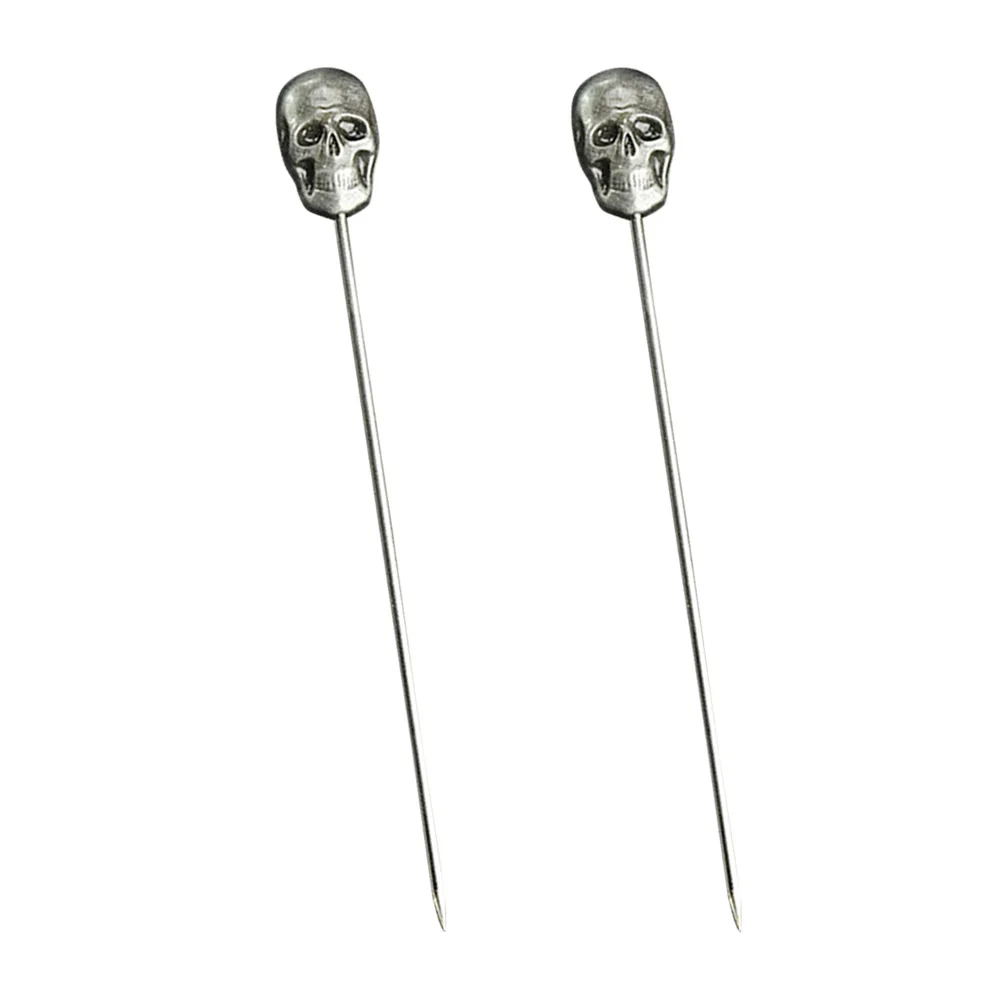 

2pcs Stainless Steel Cocktail Sticks Bartending Fruit Picks Swizzle Stick Cake Toppers Bowl Decoration