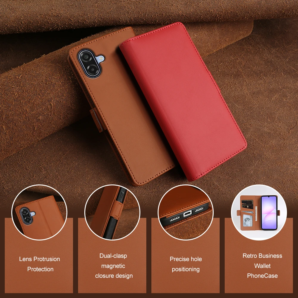 

Premium Leather Flip Case For Samsung Galaxy A07 A05s A17 A16 A15 A12 A22 A25 A26 A35 A36 A52 A55 S25 S26 Plus Phone Case Cover