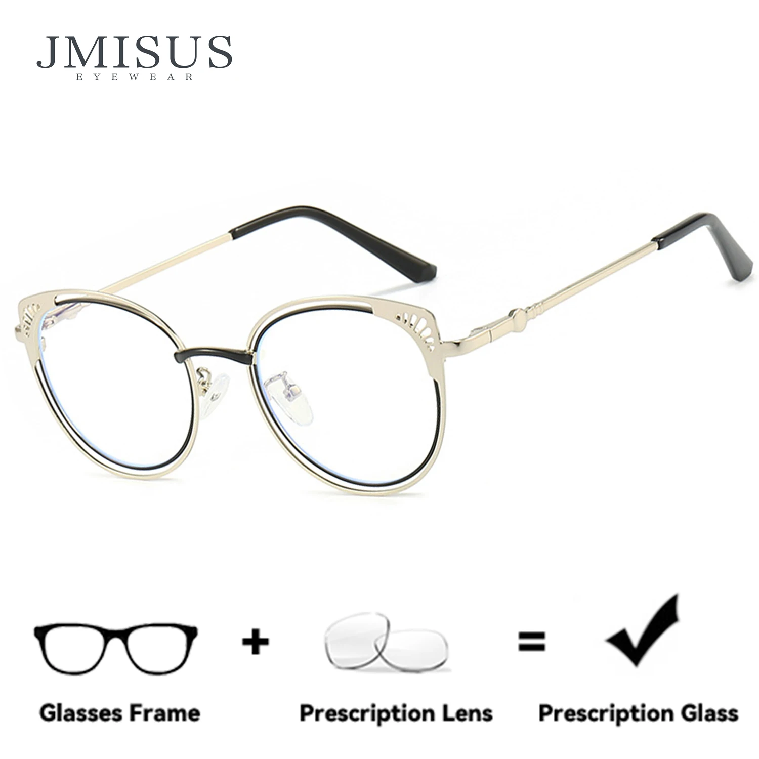 

JMISUS Retro Woman Cat Eye Square Reading Glasses Anti-Blue Light Photochromic Grey Optical Prescription Eyewear