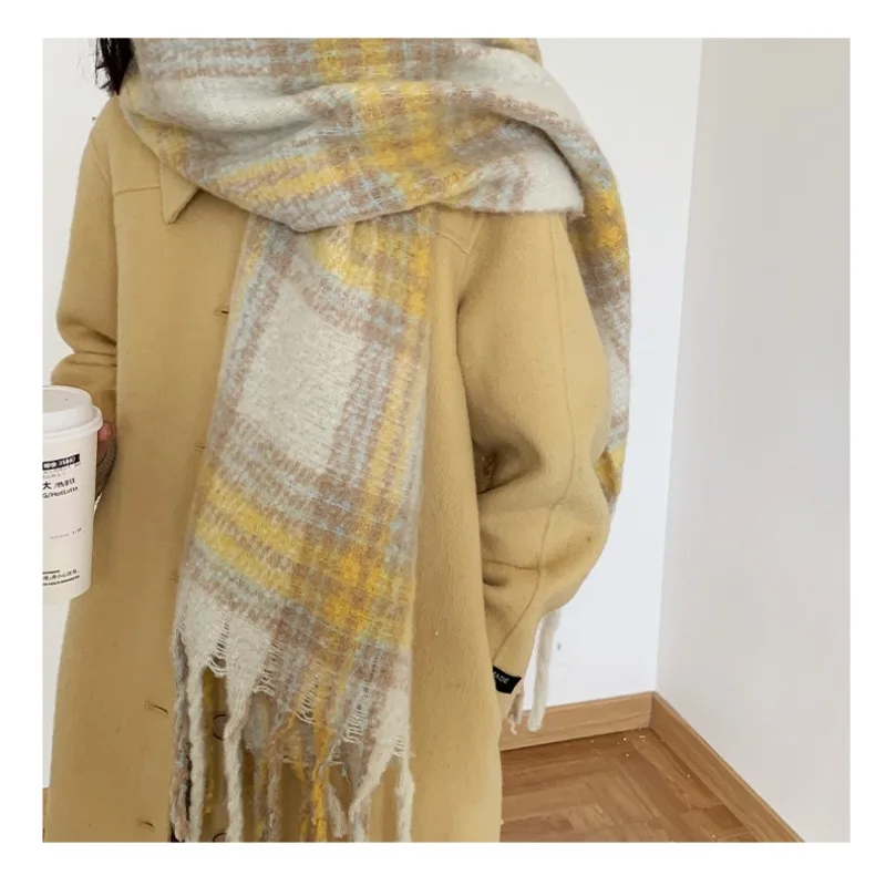 

Chic Design Soft Warm Women Scarf Autumn Winter Classic British Imitation Cashmere Muffler Men Plaid Thermal Tassel Shawl Wh27