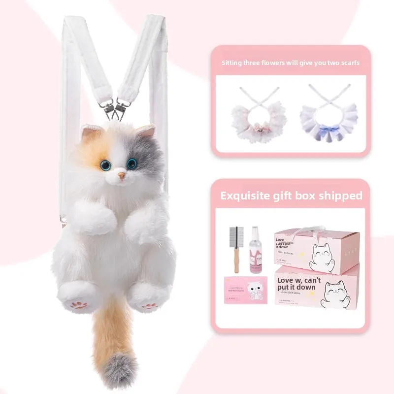 الأصلي 60 سنتيمتر طول محاكاة دمية القوس القط على ظهره ألعاب من نسيج مخملي هدايا عيد الميلاد