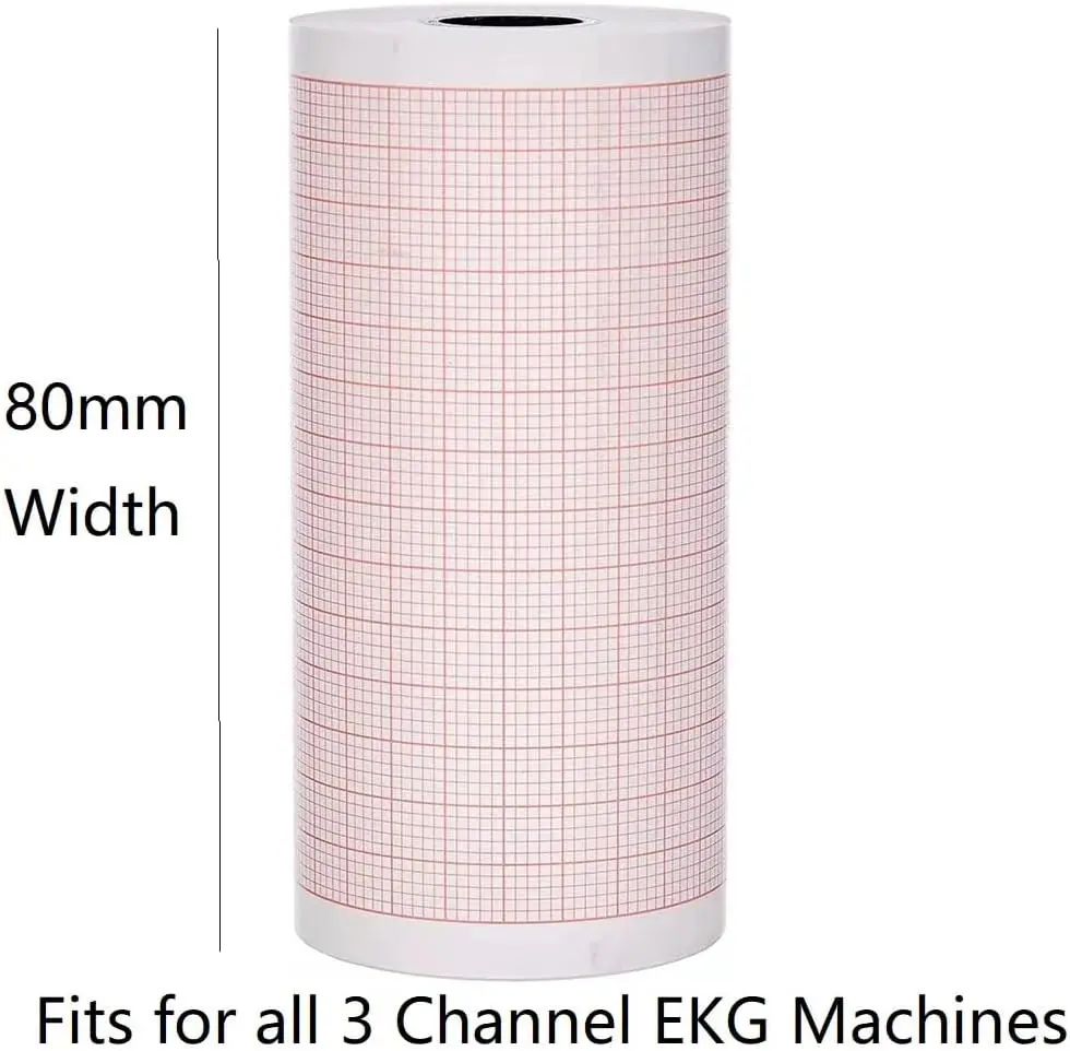 LONSANCO 10 لفات من ورق ECG لآلة تخطيط القلب ذات 3 قنوات، تناسب Edan SE-300، SE-3، SE-301، CONTEC ECG300G، ECG-600G