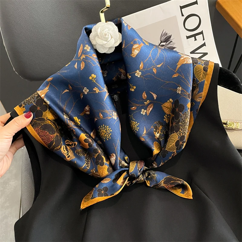 Women Pure Silk Scarf Square Neck Scarves Hairbands Female Foulard Neckerchief Bandana Hiagh Quality Solid Bufanda Spring New