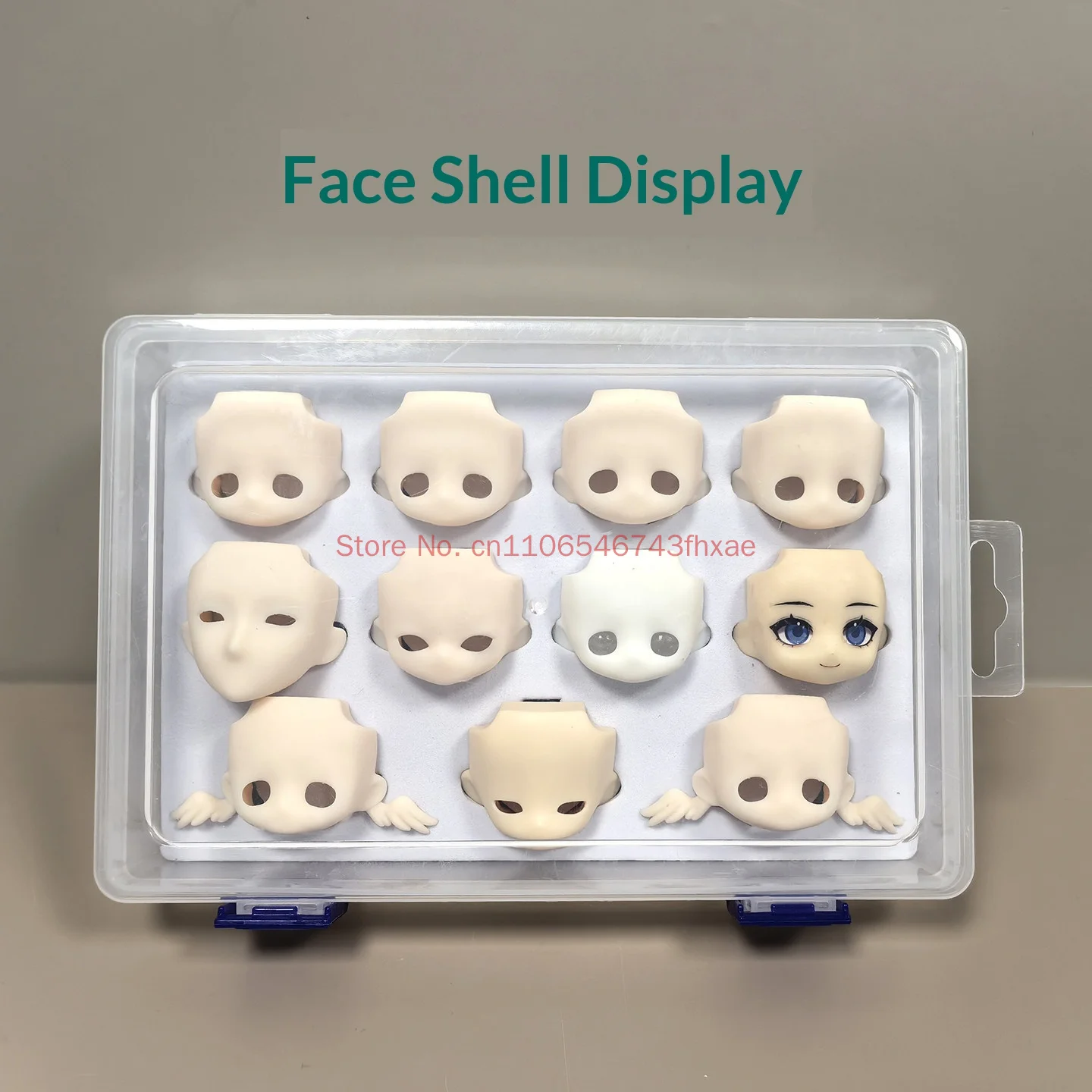 Transparent Storage Box for 1/12 Scale BJD Doll Face Shells Fixed Slot Design Large Capacity Compatible with GSC BJD Doll Faces
