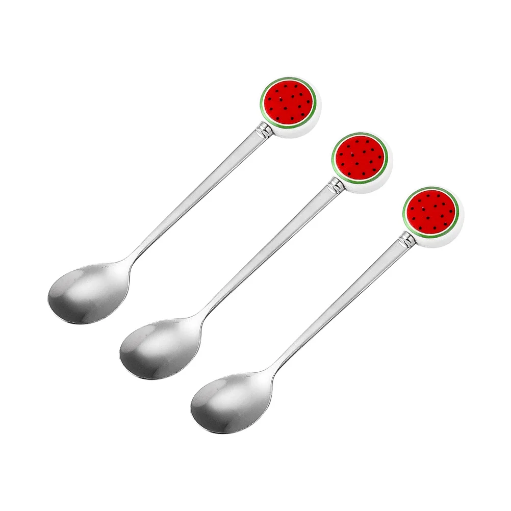 

3 Pcs Fruit Dessert Scooper Silverware Stainless Spoon Mixing Spoons Dessert Spoons Kitchen Tools Gifts