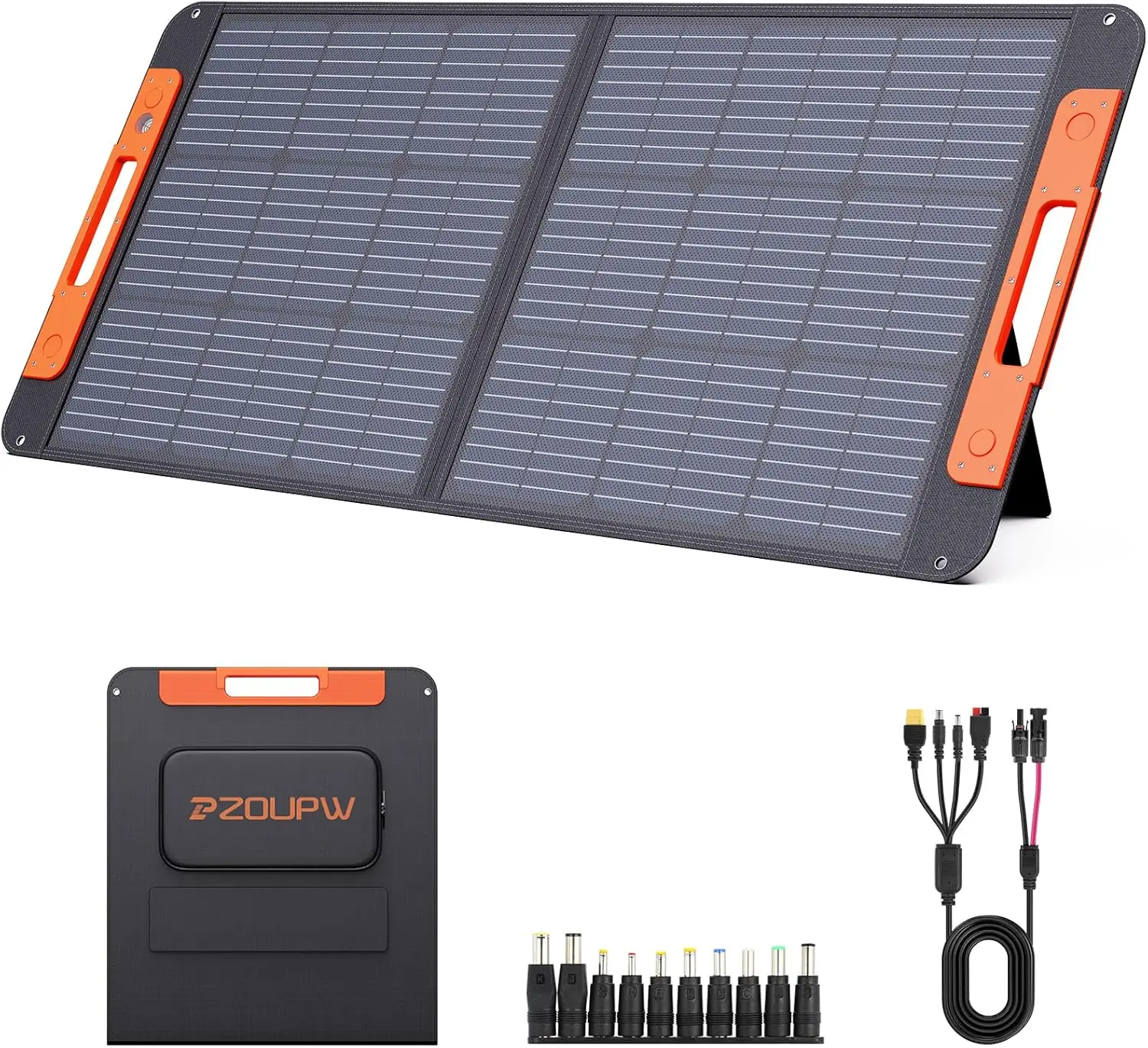 100 Watt Portable Solar Panel for Power Station, with Solar Angle Guide Solar Cabl, Adjustable KickstandsforCampingRVBlackout