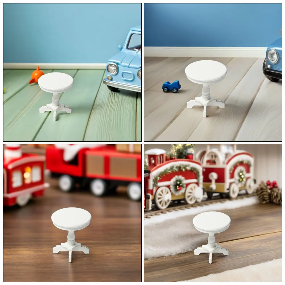 2 قطعة طاولة مستديرة مصغرة: مقياس 1:12 دمية خشبية طاولة جانبية حديقة خرافية للأطفال ملحقات دعامة للتصوير الفوتوغرافي