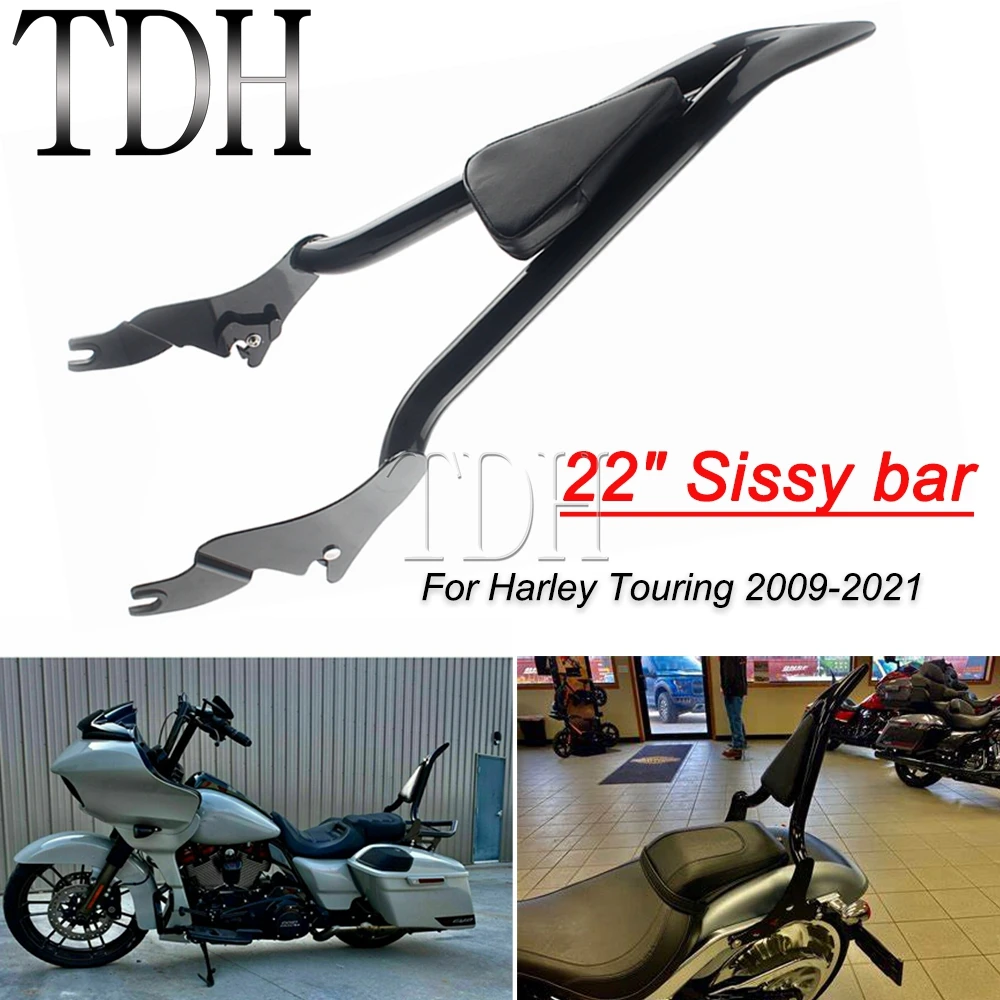 

22" Tall Detachable Sissy Bar Passenger Backrest W/ Pad For Harley Touring CVO Road King Street Electra Glide FLHT FLHX FLHR 09+