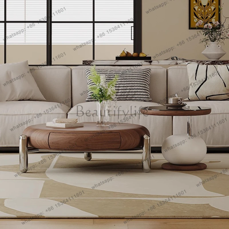 Drawers Space Saving Side Table Transform Unique Aesthetic Mini Small Round Side Table Outdoor Center Couchtisch Patio Furniture