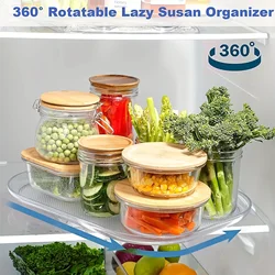 Multi-functional Turntable Organizer Refrigerator 360 Degree Rotation Clear Rotating Organizer For Kitchen Seasoning Beverage