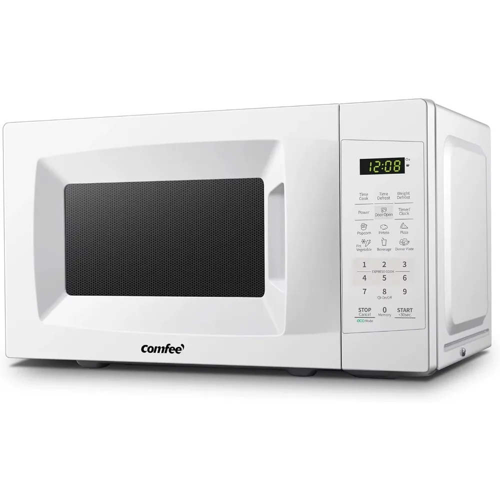 Countertop Microwave Oven with Sound On/Off, ECO Mode and Easy One-Touch Buttons, 0.7 Cu Ft/700W, Pearl White