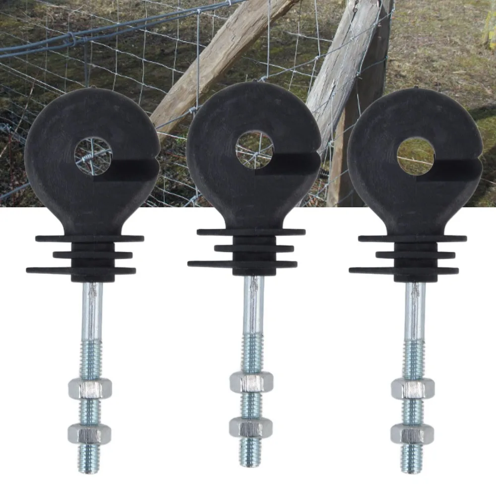 50Sets Galvanized Steel Electric Fence Insulator M6 Threaded Durable Electronic Fence Accessories Polypropylene Material