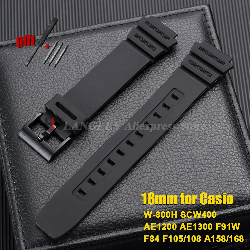 18mm Silicone Watch Strap for Casio for F91W SGW400 F84 W800H F105/108/A158/168 AE1200/1300 Men Sport Soft Watch Band Wristbands