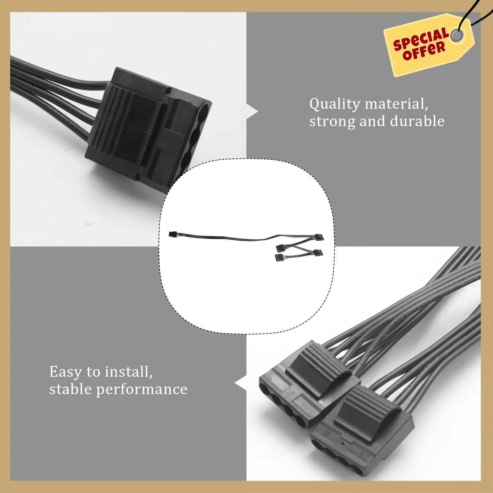 Cabo de alimentação modular de 4 pinos, desempenho estável, para corsair rm1000x rm550x 650x 750x 850x 6 pinos para 4 cabo ide