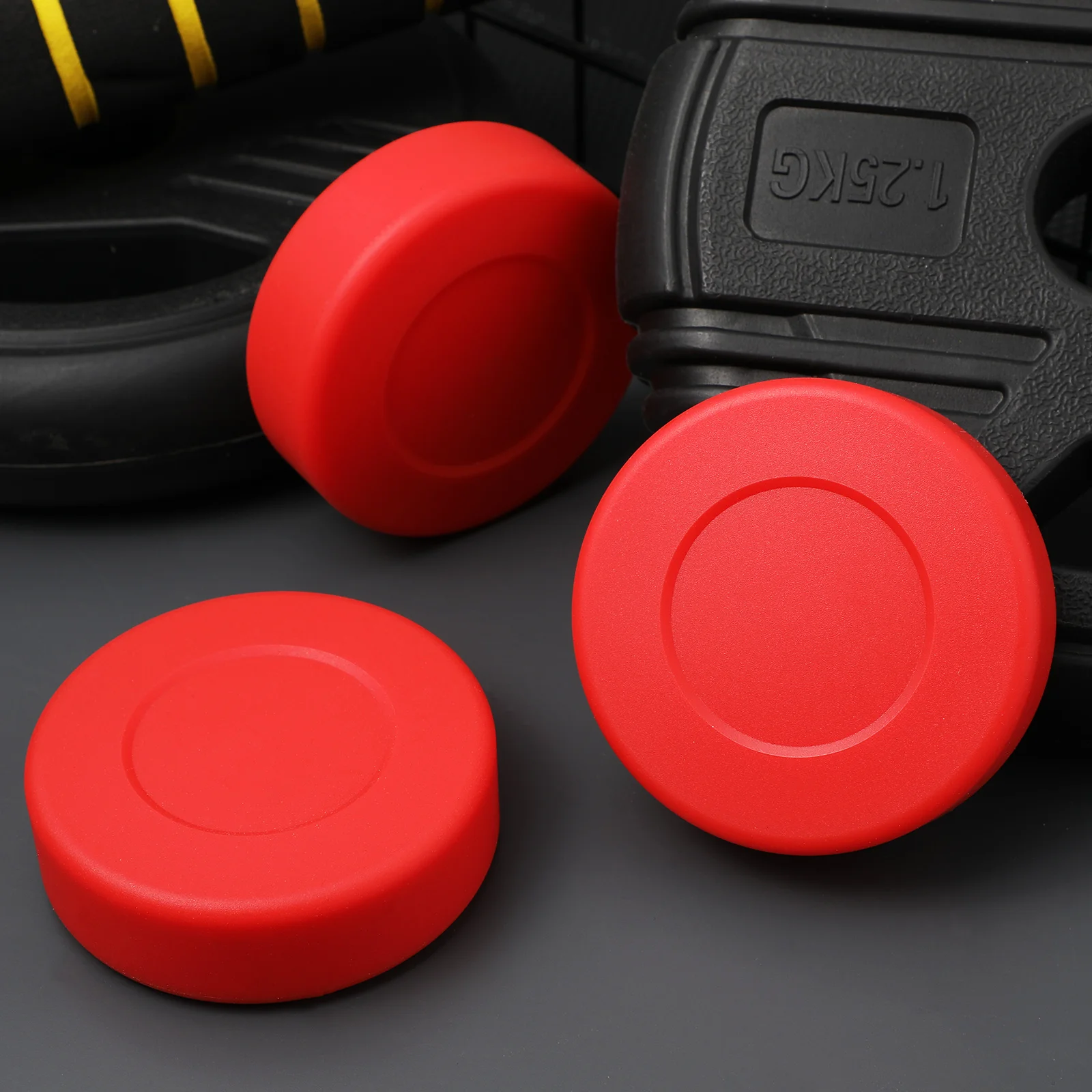 6 Red Pucks 72x20mm PVC Material Net Bag Included Perfect for Street Hockey Training Outdoor Ice Hockey Pucks Indoor Play