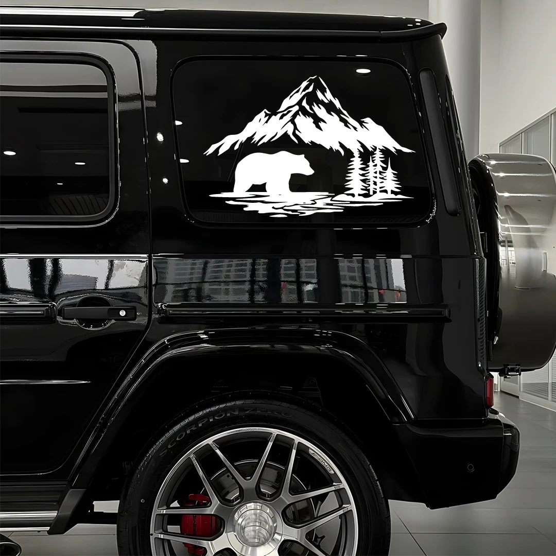 Bear Crossing Forest Adventure Pickup SUV Off-Road Car Sticker Window Glass Body Pull Flower Vinyl Decal Sticker - Image 6
