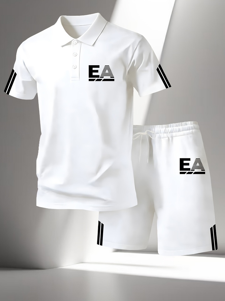  2026 Hot Sale Men's Short-sleeved 3d Polo Shirt Set - Polo Shirt with Shorts Set Two-piece Casual and Fashionable Sports Outfit 