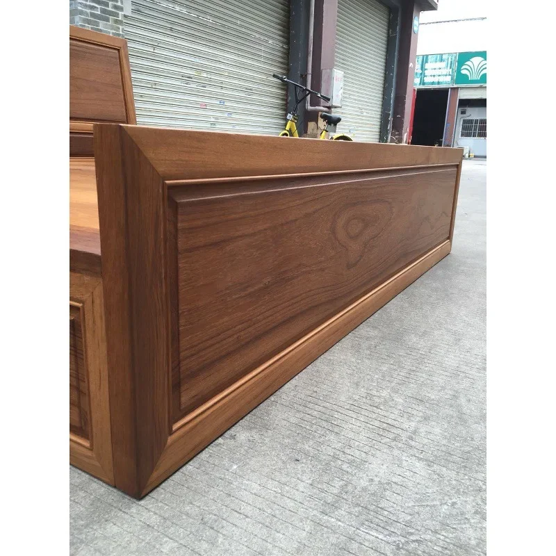 Teak, solid wood, large bed, full pomelo, box, bed
