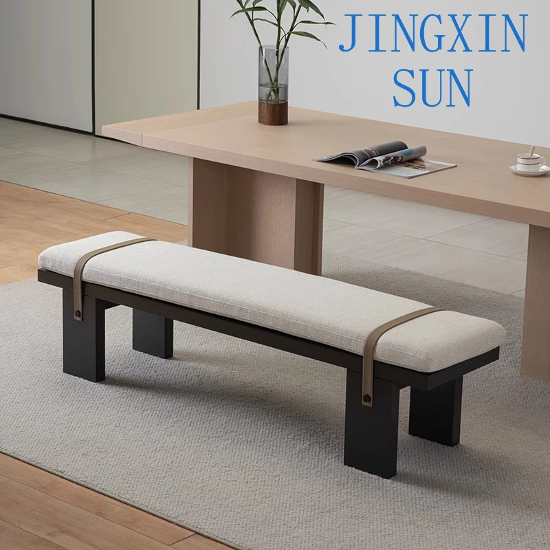 Italian high-end minimalist modern light luxury meeting guests solid wood sofa stool designer bench dining chair bedroom bedside
