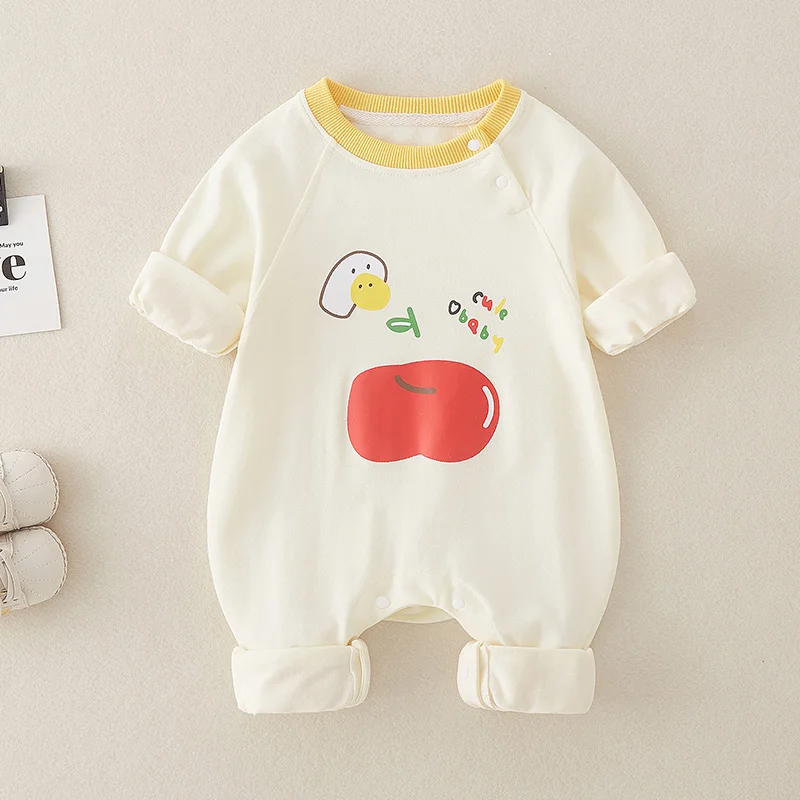 

Spring Newborn Baby Clothes Long Sve Single Layer Rer Cartoon Jaet Overhead Cling Suit Harvey Kids Outfit