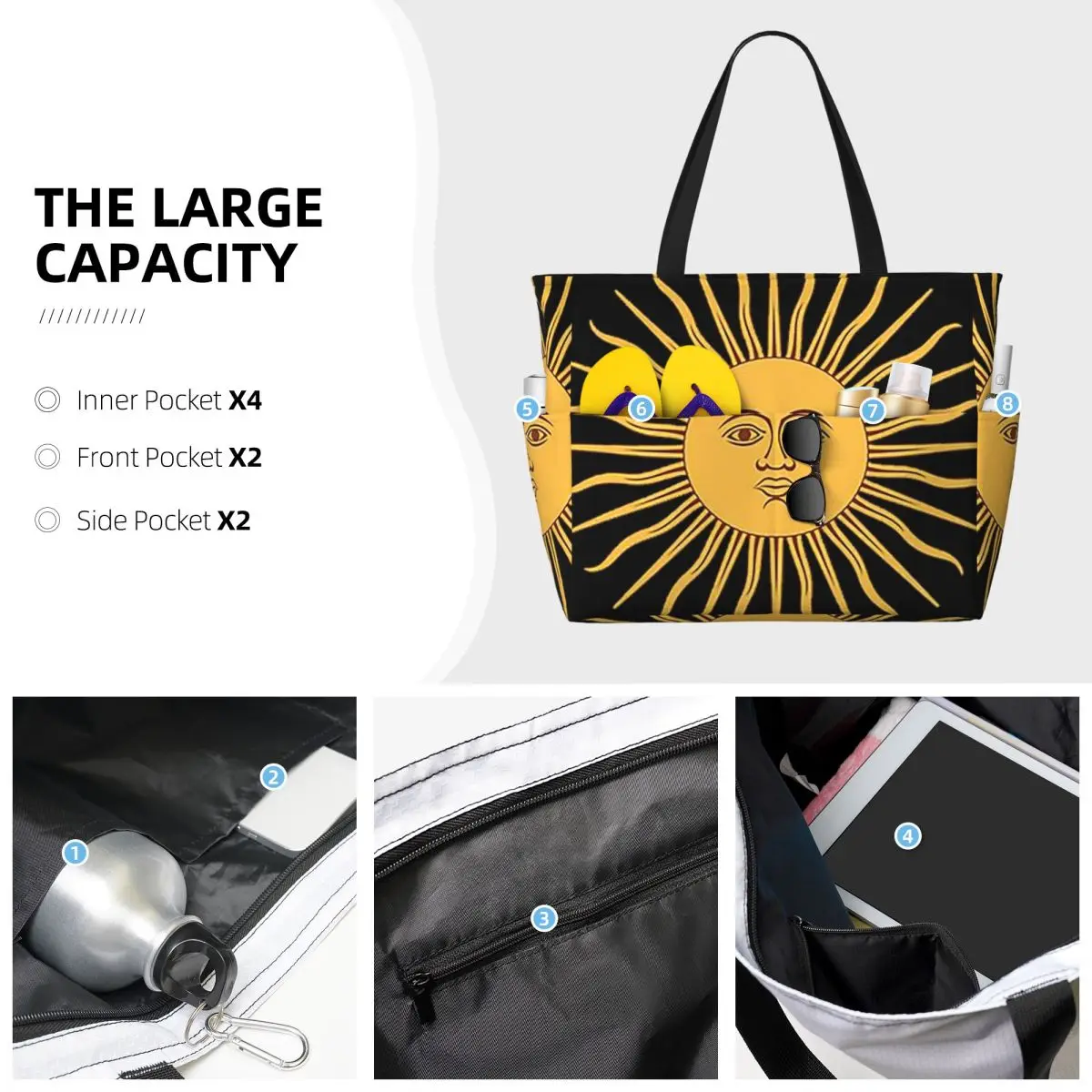 กระเป๋าผ้าลายธงชาติอาร์เจนตินา Sun Of May สำหรับใส่ของไปชายหาด ออกกำลังกาย เล่นโยคะ กระเป๋าเดินทางใบใหญ่สำหรับผู้หญิง กระเป๋าฟิตเนส