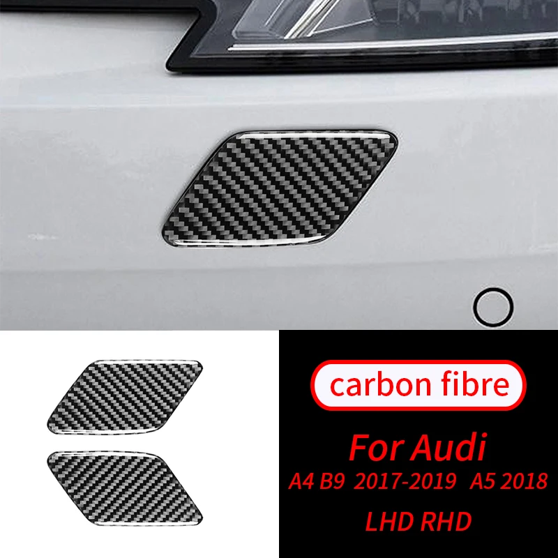 

For Audi A4 B9 A5 17-19 Real Carbon Fiber Headlight Cleaning Panel Strip Protector Anti-collision Cover Trim Car Accessories