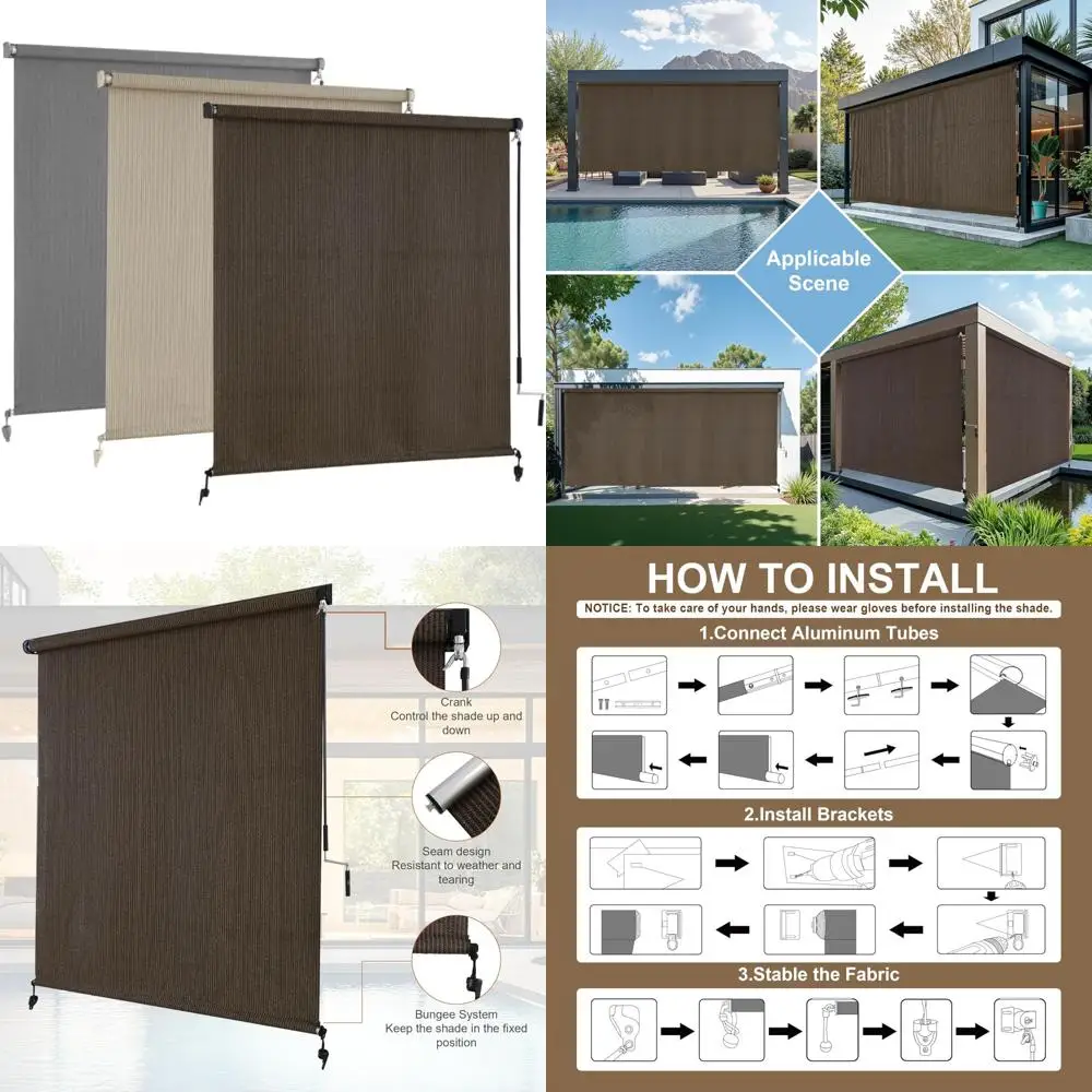 ستائر قابلة للطي للاستخدام الخارجي اللاسلكي للفناء والشرفة والعريشة والشرفة والفناء الخلفي - حلول ظلال متينة #1