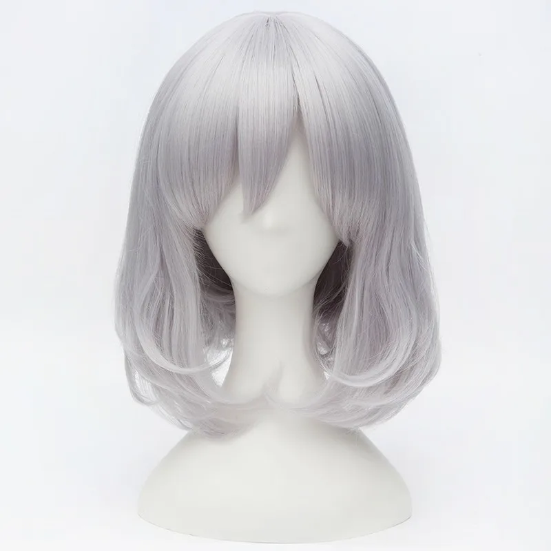 

High Quality Howl Sophie Hatter Cosplay Wig Short Silvery White Bob Heat Resistant Synthetic Hair Wigs + Wig Cap