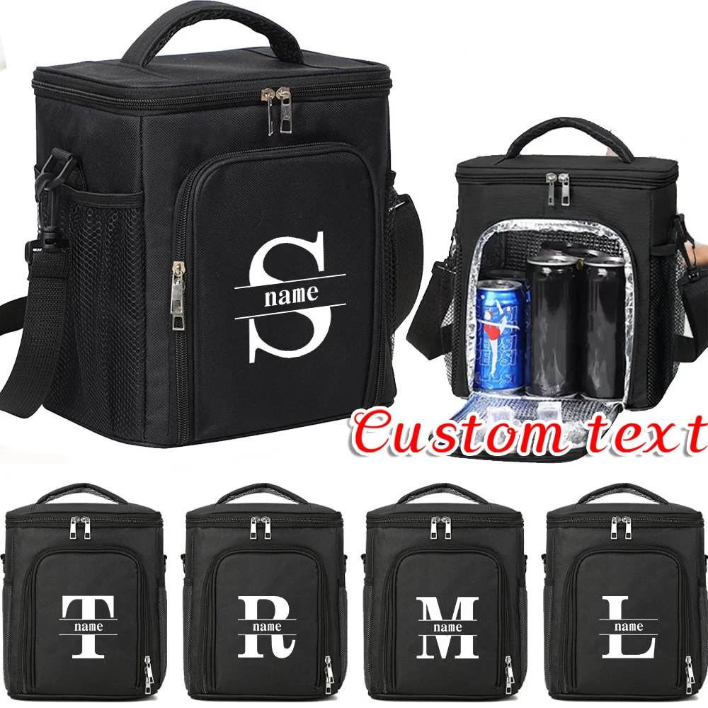 

Персонализированное индивидуальное имя с передним отверстием, двухслойный пакет со льдом для активного отдыха, изолированный термостойкий дорожный футляр для обеда, портативный