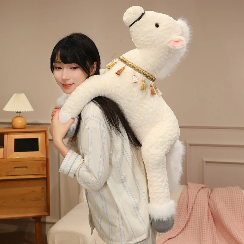Jouets en peluche cheval ange géant 90CM, poupée d'animal en peluche doux couché blanc rose marron cheval oreiller en peluche pour canapé décoration de la maison