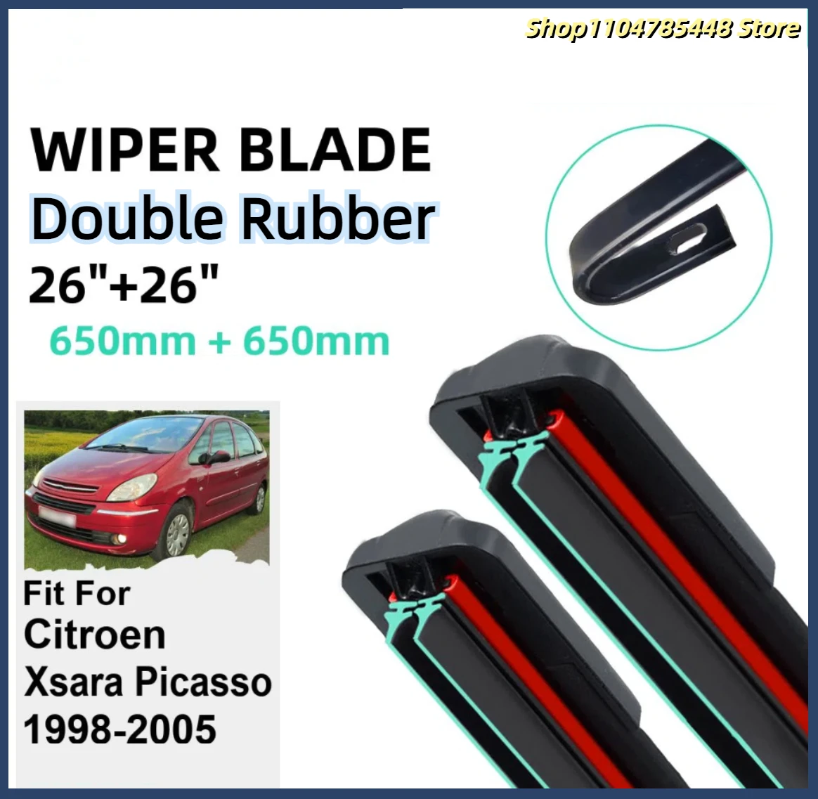 

Double Rubber Car Wiper Blades for Citroen Xsara Picasso 1998-2005 Front Windscreen Windshield Rubber Car Accessories 2004 2005