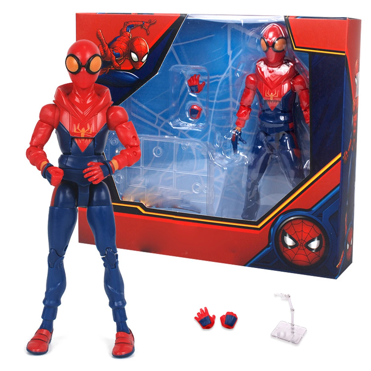 HiPlay ZD ของเล่น 7 นิ้ว Articulated Classic Series พร้อมขาตั้งรุ่น Hoodie Spider Man Action Figurine