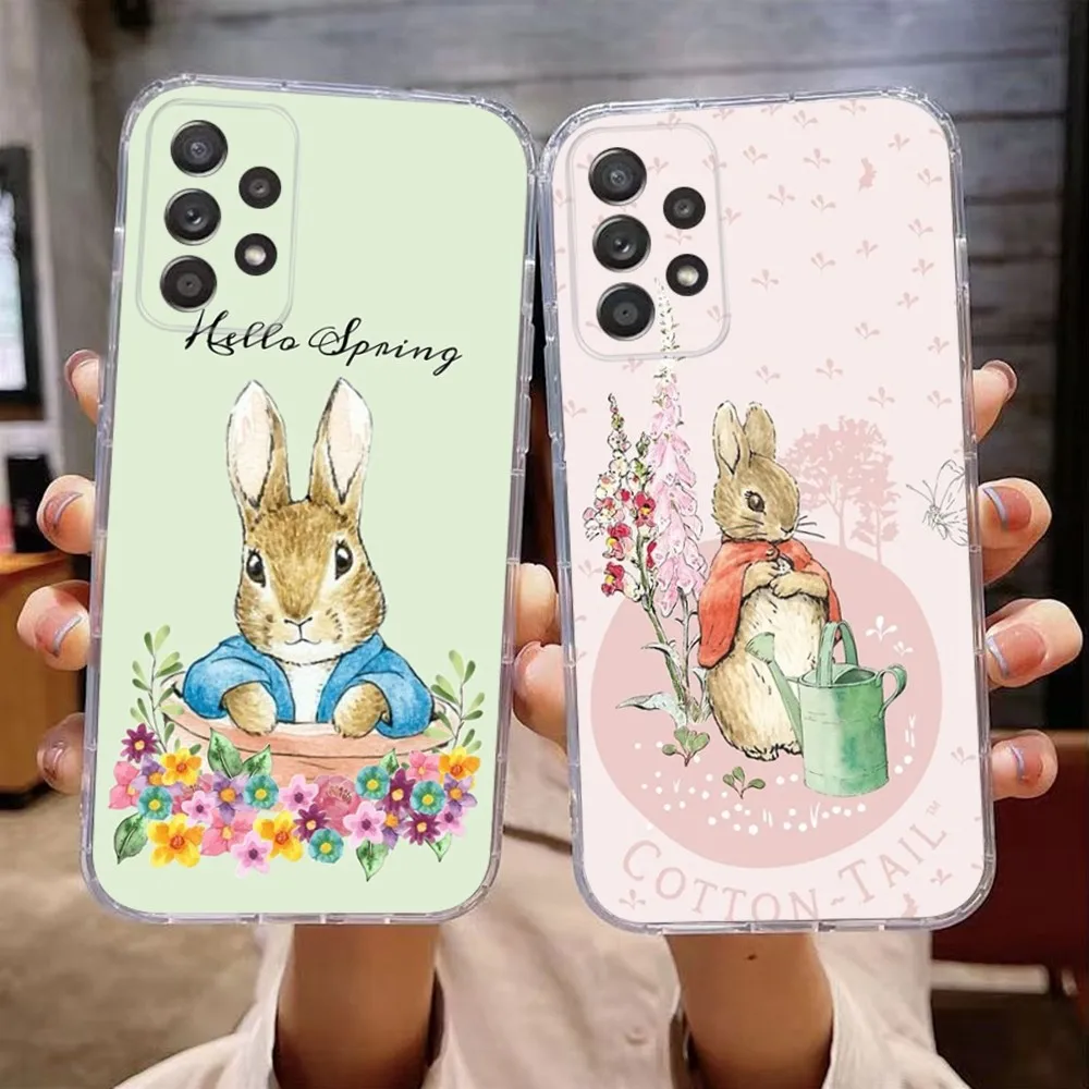 Cute P-Peter Rabbit Phone Case For Samsung Galaxy A71,70,52,51,40,31,A50,30S,21S,Note20ultra Transparent Cover