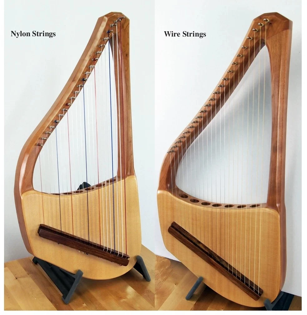 22-String lyre, new American cherry wood meditation instrument, portable harp