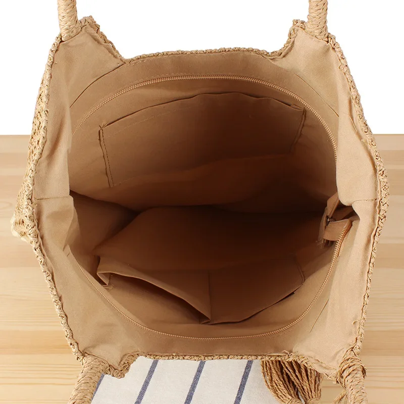 YoReAi-bolsa de ombro de tecido palha trançado para mulheres, sacola de viagem à beira-mar, bolsa de grande capacidade, moda, verão, nova