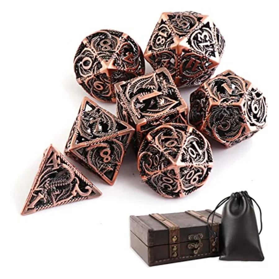 

Hollow Metal DND Dice 7Pcs Set for Dungeons and Dragons RPG MTG Table Games DandD Pathfinder Shadowrun and Math TeachingLarge D