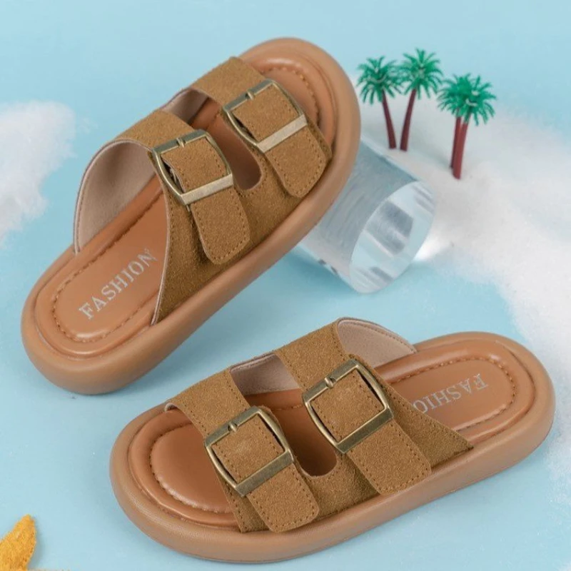 Sandal anak bayi, musim panas mode indah anak-anak elegan nyaman bayi ujung bulat sandal siswa datar populer sepatu balita