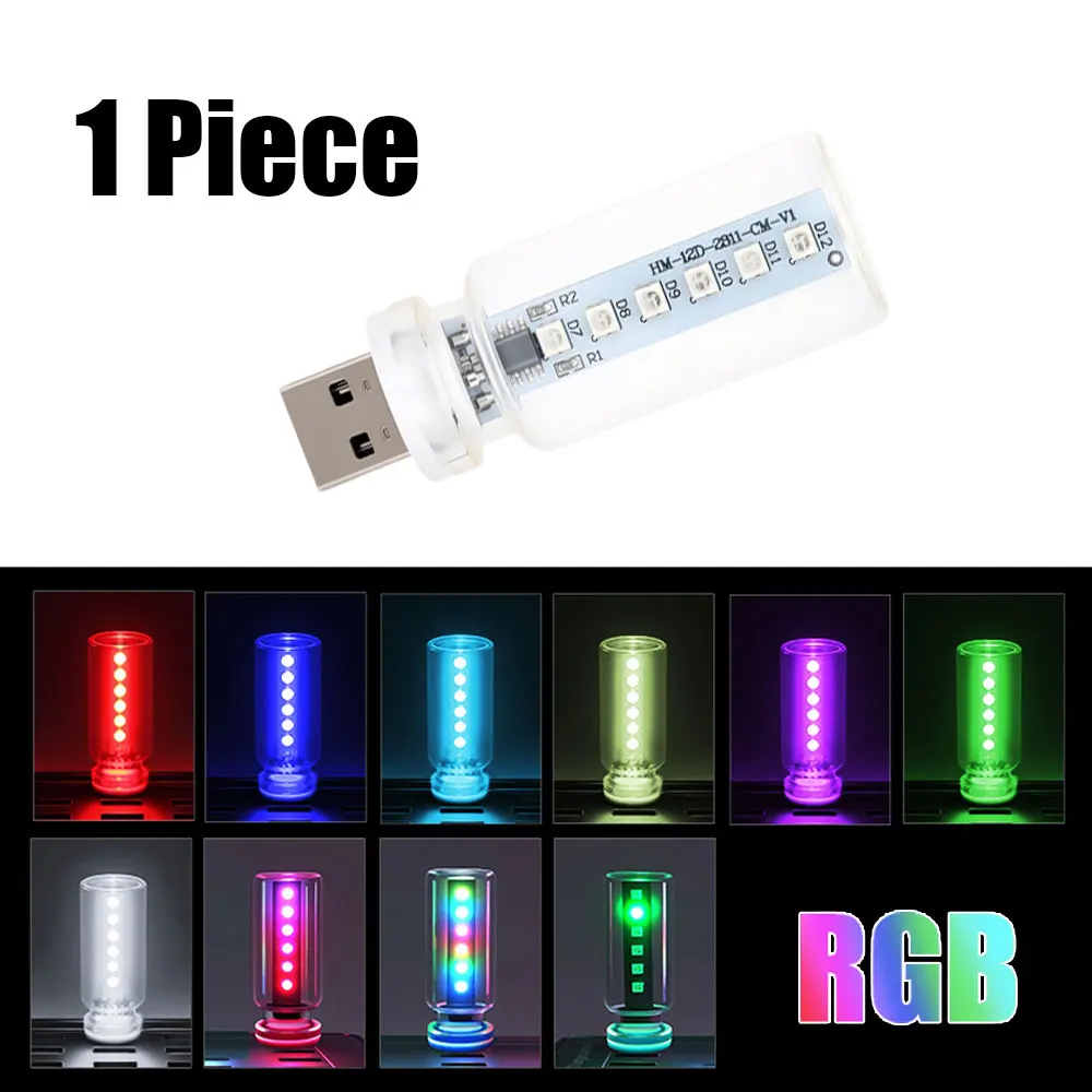 1x USB Touch Dimming LED Bulb Car Interior Atmosphere Light Decoration Filament Glass Bulb RGB 5V Bulb Night LED Light
