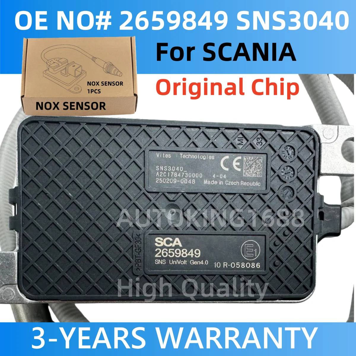 

2659849 SNS3040 2294290 For NGK Probe Nitrogen Oxide Sensor High Quality Chip 2064768 2247380 2296800 For Scania Truck