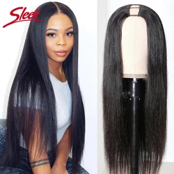 Sleek Straight U Part Wig Brazilian Human Hair Machine Made Natural Hair For Black Women Remy Human Hair Glueless Wig