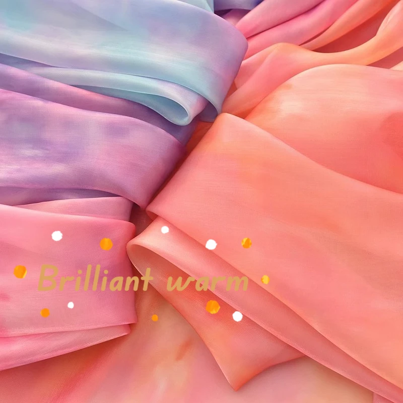 Farbverlauf schillernder Organza Hartgarn Stoff Polyester Tanzkleidung Hochzeitskleid Dekoration DIY Nähprozess Stoff