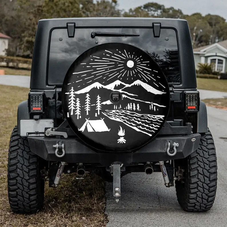 

Camping-aholic Gift For Father, Halloween Gift, SUV Tire Cover, Gift For Him, Personalized Spare Tire Cover, Gift For Car Lover