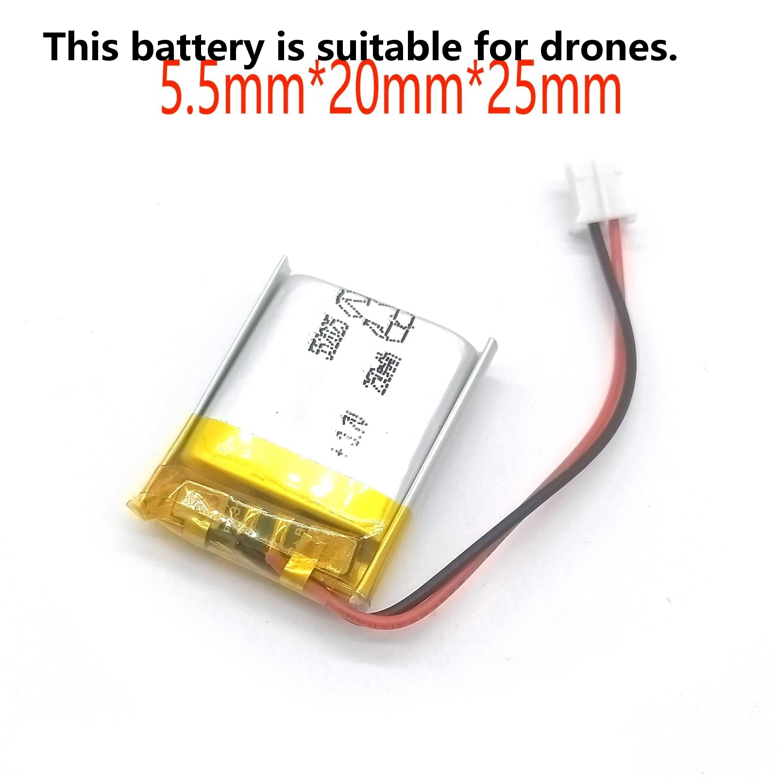 

3.7V 250mAh 552025 Lithium Polymer Ion Battery 2.0mm JST Connector