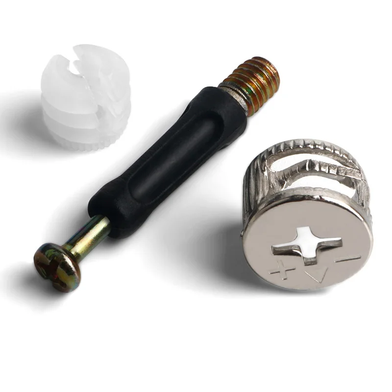 Cam Screw Lock for Furniture Drawer Dresser Connecting 3-in-1 Eccentric Wheel Compitable with Cabinet Pre-Inserted Lock Nut Bolt